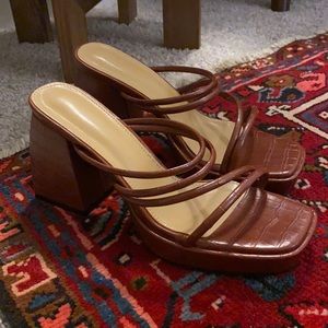 Chunky Heeled Strappy Mules